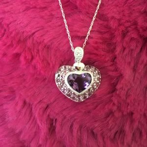 Amethyst, pink sapphire and diamond necklace